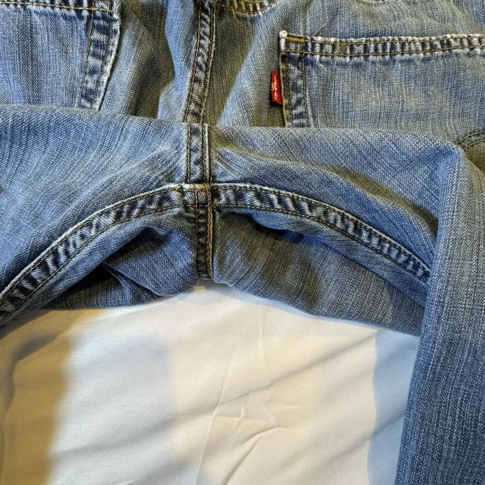 Levis 505 Jeans Mens 34X32 Blue distressed Straight Red‎ Tag 34 X 31